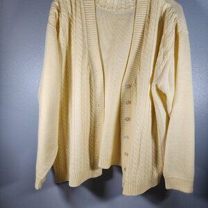 Willow Ridge Mock Turtleneck Sweater Cardigan Combo Yellow Size 2XL